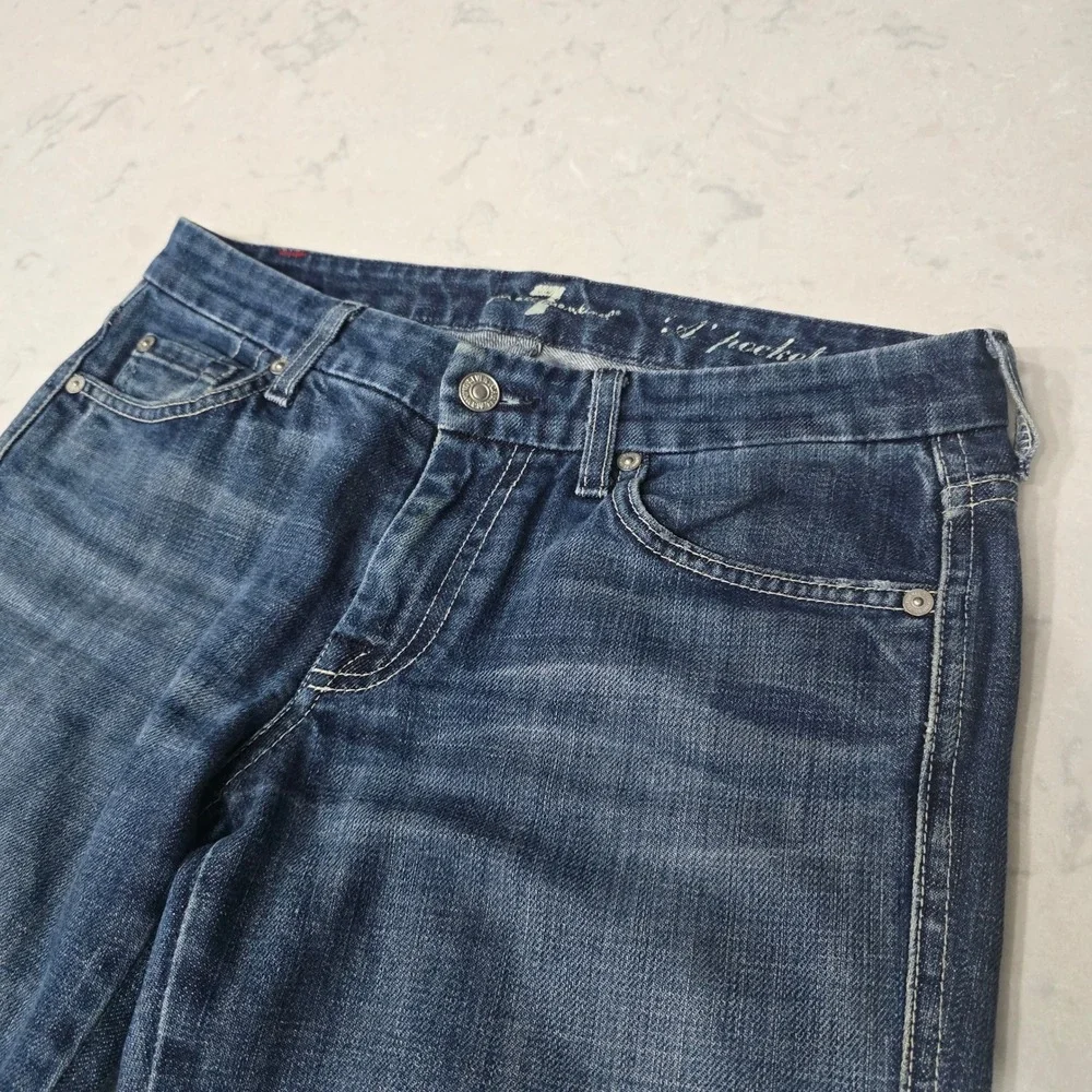 Vintage 7 For All Mankind "A Pocket" Flare Jeans Size 27 – Classic Wash USA Made - Picture 8 of 10